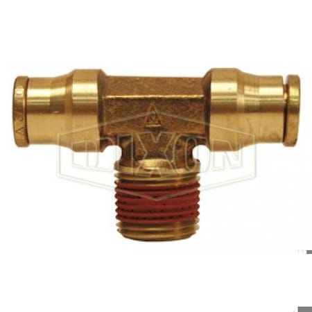 Dixon 7216X 12 Push-In Branch Tee, 3/8 x 1/2 in Nominal, MNPT x Tube, Brass, Domestic 7216X12